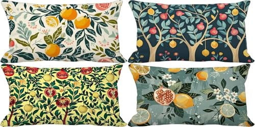 Ländlich Kissenbezug 30x50 Kleine Frische Outdoor Kissenbezug Weich Dekokissen 4er Set Doppelseitig Musterdesign Sofakissen Deko Wohnzimmer, Sommer Outdoor Terrasse Garten Bank Auto Zierkissen l20-X von Bugufen