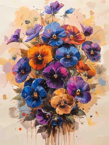 Malen Nach Zahlen Blume Paint by Numbers Blume Malen Nach Zahlen Kinder ab 7 8 9 10 jahre mädchen Handgemalt Ölgemälde Kreativ Set Mit 3 Pinseln und Acrylfarbe Leinwand Kit 40X50cm (mit Rahmen) a-117 von Bugufen