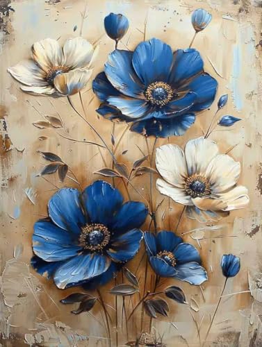 Malen Nach Zahlen Blume Paint by Numbers Blume Malen Nach Zahlen Kinder ab 7 8 9 10 jahre mädchen Handgemalt Ölgemälde Kreativ Set Mit 3 Pinseln und Acrylfarbe Leinwand Kit 40X50cm (ohne Rahmen) e-11 von Bugufen
