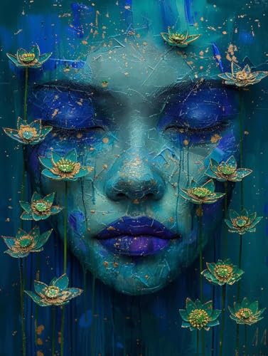 Malen Nach Zahlen Blume Paint by Numbers Frau Malen Nach Zahlen Kinder ab 7 8 9 10 jahre mädchen Handgemalt Ölgemälde Kreativ Set Mit 3 Pinseln und Acrylfarbe Leinwand Kit 70X95cm (mit Rahmen) a-18B von Bugufen