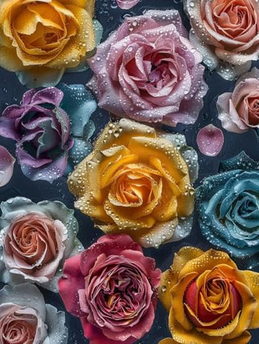 Malen Nach Zahlen Blume Paint by Numbers Rose Malen Nach Zahlen Kinder ab 7 8 9 10 jahre mädchen Handgemalt Ölgemälde Kreativ Set Mit 3 Pinseln und Acrylfarbe Leinwand Kit 60X80cm (ohne Rahmen) a-7S von Bugufen