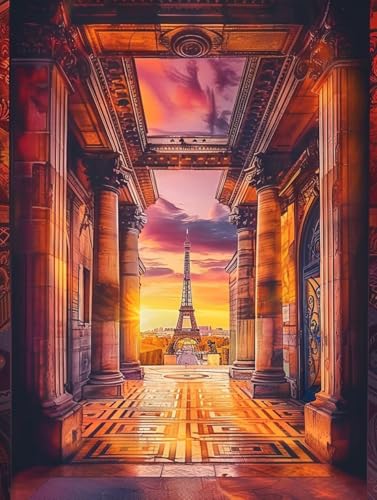 Malen Nach Zahlen Eiffelturm Paint by Numbers Paris Malen Nach Zahlen Kinder ab 7 8 9 10 jahre mädchen Handgemalt Ölgemälde Kreativ Set Mit 3 - Pinseln und Acrylfarbe 30 X 40 cm (ohne Rahmen) s-17T von Bugufen