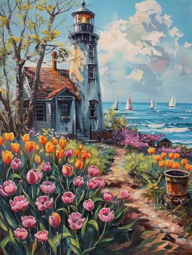 Malen Nach Zahlen Landschaft Paint by Numbers Blume Malen Nach Zahlen Kinder ab 7 8 9 10 jahre mädchen Handgemalt Ölgemälde Kreativ Set Mit 3 - Pinseln und Acrylfarbe 100 X 135 cm (ohne Rahmen) s-14O von Bugufen