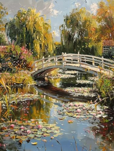 Malen Nach Zahlen Landschaft Paint by Numbers Brücke Malen Nach Zahlen Kinder ab 7 8 9 10 jahre mädchen Handgemalt Ölgemälde Kreativ Set Mit 3 - Pinseln und Acrylfarbe 100 X 135 cm (ohne Rahmen) s-9U von Bugufen