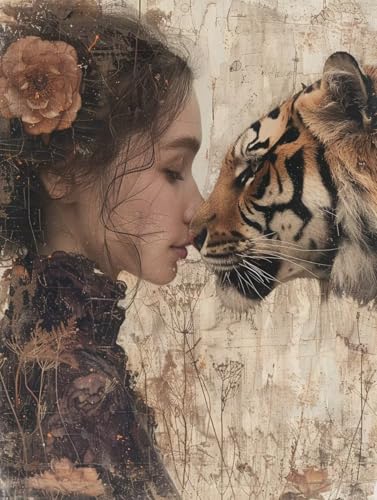 Malen Nach Zahlen Mädchen Paint by Numbers Tiger Malen Nach Zahlen Kinder ab 8 9 10 jahre mädchen Handgemalt Ölgemälde Kreativ Set Mit 3 Pinseln und Acrylfarbe Leinwand Kit 100X135cm (mit Rahmen) a-43 von Bugufen