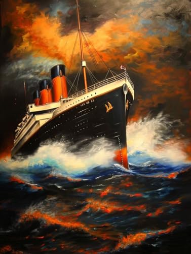 Malen Nach Zahlen Meer Malen Nach Zahlen Erwachsene mit Rahmen Boot Paint by Numbers Kreativ Set Mit 3 Pinseln und Acrylfarbe Knitterfreie Leinwand Kit für Geschenke und Home Haus Deko (60X80cm) k-8J von Bugufen