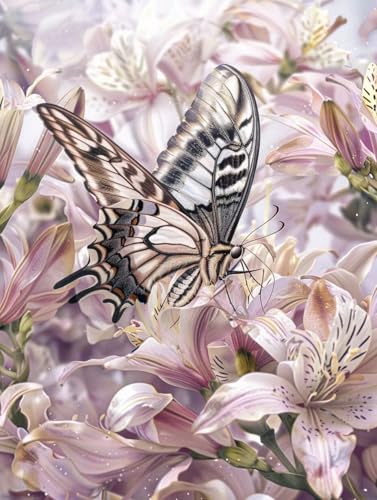 Malen Nach Zahlen Schmetterling Paint by Numbers Blume Malen Nach Zahlen Kinder ab 7 8 9 10 jahre mädchen Handgemalt Ölgemälde Kreativ Set Mit 3 - Pinseln und Acrylfarbe 100 X 135cm (mit Rahmen) a-194 von Bugufen