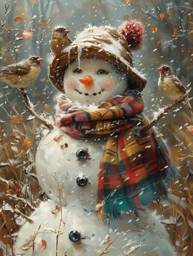 Malen Nach Zahlen Schneemann Malen Nach Zahlen Erwachsene mit Rahmen Vogel Paint by Numbers Kreativ Set Mit 3 - Pinseln und Acrylfarbe Leinwand Kit für Geschenke und Home Haus Deko (40 X 50 cm) l-21L von Bugufen