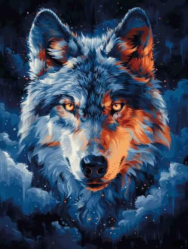 Malen Nach Zahlen Tier Malen Nach Zahlen Erwachsene ohne Rahmen Wolf Paint by Numbers Kreativ Set Mit 3 - Pinseln und Acrylfarbe Knitterfreie Leinwand Kit Home Haus Deko Geschenke (70 X 95 cm) l-4J von Bugufen