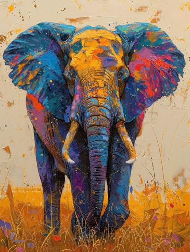 Malen Nach Zahlen Tier Paint by Numbers Elefant Malen Nach Zahlen Kinder ab 8 9 10 jahre mädchen Handgemalt Ölgemälde Kreativ Set Mit 3 Pinseln und Acrylfarbe Leinwand Kit 100X135cm (mit Rahmen) e-49 von Bugufen