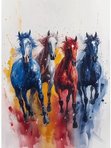 Malen Nach Zahlen Tier Paint by Numbers Pferd Malen Nach Zahlen Kinder ab 7 8 9 10 jahre mädchen Handgemalt Ölgemälde Kreativ Set Mit 3 Pinseln und Acrylfarbe Leinwand Kit 50X65cm (mit Rahmen) s-16C von Bugufen