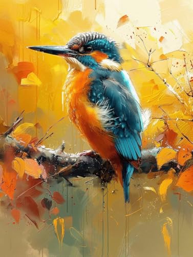Malen Nach Zahlen Vogel Paint by Numbers Baum Malen Nach Zahlen Kinder ab 7 8 9 10 jahre mädchen Handgemalt Ölgemälde Kreativ Set Mit 3 Pinseln und Acrylfarbe Leinwand Kit 70X95cm (ohne Rahmen) s-13I von Bugufen