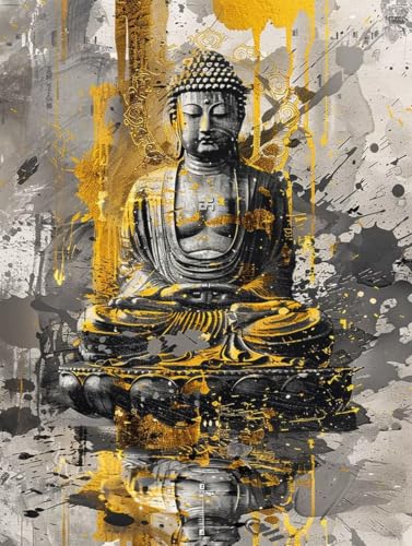 Malen Nach Zahlen Zen Paint by Numbers Zen Malen Nach Zahlen Kinder ab 7 8 9 10 jahre mädchen Handgemalt Ölgemälde Kreativ Set Mit 3 Pinseln und Acrylfarbe Leinwand Kit 30X40cm (mit Rahmen) a-54 von Bugufen