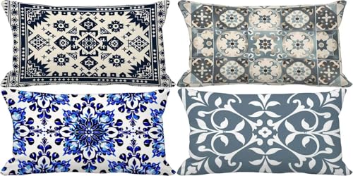 Marineblau Kissenbezug 60x80 Geometrie Outdoor Kissenbezug Weich Dekokissen 4er Set Doppelseitig Musterdesign Sofakissen Deko Wohnzimmer, Sommer Outdoor Terrasse Garten Bank Auto Zierkissen o37-X Marineblau Kissenbezug 60x80 Geometrie Outdoor Kissenbezug Weich Dekokissen 4er Set Doppelseitig Musterdesign Sofakissen Deko Wohnzimmer, Sommer Outdoor Terrasse Garten Bank Auto Zierkissen o37-X von Bugufen
