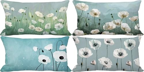 Modern Kissenbezug 30x50 Einfach Outdoor Kissenbezug Weich Dekokissen 4er Set Doppelseitig Musterdesign Sofakissen Deko Wohnzimmer, Frühling Sommer Outdoor Terrasse Garten Bank Auto Zierkissen r17-4 von Bugufen