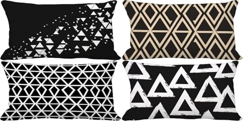 Modern Kissenbezug 50x80 Geometrie Outdoor Kissenbezug Weich Dekokissen 4er Set Doppelseitig Musterdesign Sofakissen Deko Wohnzimmer, Frühling Sommer Outdoor Terrasse Garten Bank Auto Zierkissen i30-Y von Bugufen