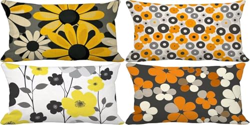 Modern Kissenbezug 70x90 Blume Outdoor Kissenbezug Weich Dekokissen 4er Set Doppelseitig Musterdesign Sofakissen Deko Wohnzimmer, Frühling Sommer Outdoor Terrasse Garten Bank Auto Zierkissen m26-P von Bugufen