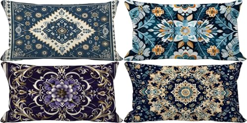 Outdoor Kissenbezug 30x50 Enteneiblau Outdoor Kissen Weich Sofakissen Böhmen Musterdesign Kissenbezüge 4er Set, Schlafzimmer Deko Wohnzimmer, Sommer Herbst Garten Terrasse Zierkissenbezüge 56p-0 Outdoor Kissenbezug 30x50 Enteneiblau Outdoor Kissen Weich Sofakissen Böhmen Musterdesign Kissenbezüge 4er Set, Schlafzimmer Deko Wohnzimmer, Sommer Herbst Garten Terrasse Zierkissenbezüge 56p-0 von Bugufen