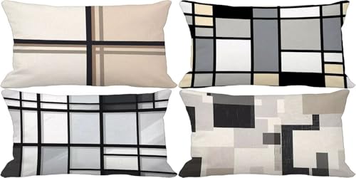 Outdoor Kissenbezug 30x50 Schwarz und Weiß Outdoor Kissen Wasserfest Leinen Sofakissen Abstrakt Musterdesign Kissenbezüge 4er Set, Schlafzimmer Deko Wohnzimmer, Sommer Garten Zierkissenbezüge 46o-6 Outdoor Kissenbezug 30x50 Schwarz und Weiß Outdoor Kissen Wasserfest Leinen Sofakissen Abstrakt Musterdesign Kissenbezüge 4er Set, Schlafzimmer Deko Wohnzimmer, Sommer Garten Zierkissenbezüge 46o-6 von Bugufen