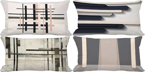 Outdoor Kissenbezug 40x70 Schwarz und Weiß Outdoor Kissen Weich Sofakissen Abstrakt Musterdesign Kissenbezüge 4er Set, Schlafzimmer Deko Wohnzimmer, Sommer Garten Terrasse Zierkissenbezüge 48o-N Outdoor Kissenbezug 40x70 Schwarz und Weiß Outdoor Kissen Weich Sofakissen Abstrakt Musterdesign Kissenbezüge 4er Set, Schlafzimmer Deko Wohnzimmer, Sommer Garten Terrasse Zierkissenbezüge 48o-N von Bugufen