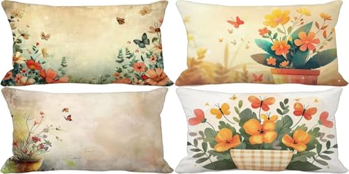 Outdoor Kissenbezug 40x80 Retro Outdoor Kissen Weich Sofakissen Blume Musterdesign Kissenbezüge 4er Set, Schlafzimmer Deko Wohnzimmer, Frühling Sommer Herbst Terrasse Garten Zierkissenbezüge 37a-1 Outdoor Kissenbezug 40x80 Retro Outdoor Kissen Weich Sofakissen Blume Musterdesign Kissenbezüge 4er Set, Schlafzimmer Deko Wohnzimmer, Frühling Sommer Herbst Terrasse Garten Zierkissenbezüge 37a-1 von Bugufen