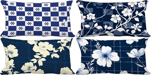 Outdoor Kissenbezug 60x80 Blau Outdoor Kissen Weich Sofakissen Blume Musterdesign Kissenbezüge 4er Set, Schlafzimmer Deko Wohnzimmer, Frühling Sommer Herbst Terrasse Garten Zierkissenbezüge 34c-R Outdoor Kissenbezug 60x80 Blau Outdoor Kissen Weich Sofakissen Blume Musterdesign Kissenbezüge 4er Set, Schlafzimmer Deko Wohnzimmer, Frühling Sommer Herbst Terrasse Garten Zierkissenbezüge 34c-R von Bugufen