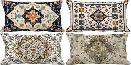 Outdoor Kissenbezug 60x80 Retro Outdoor Kissen Weich Sofakissen Böhmen Musterdesign Kissenbezüge 4er Set, Schlafzimmer Deko Wohnzimmer, Frühling Sommer Herbst Terrasse Garten Zierkissenbezüge 46j-X Outdoor Kissenbezug 60x80 Retro Outdoor Kissen Weich Sofakissen Böhmen Musterdesign Kissenbezüge 4er Set, Schlafzimmer Deko Wohnzimmer, Frühling Sommer Herbst Terrasse Garten Zierkissenbezüge 46j-X von Bugufen
