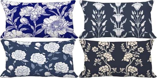 Outdoor Kissenbezug 70x90 Blau Outdoor Kissen Weich Sofakissen Blume Musterdesign Kissenbezüge 4er Set, Schlafzimmer Deko Wohnzimmer, Frühling Sommer Herbst Terrasse Garten Zierkissenbezüge 41a-A Outdoor Kissenbezug 70x90 Blau Outdoor Kissen Weich Sofakissen Blume Musterdesign Kissenbezüge 4er Set, Schlafzimmer Deko Wohnzimmer, Frühling Sommer Herbst Terrasse Garten Zierkissenbezüge 41a-A von Bugufen