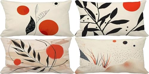 Outdoor Kissenbezug 70x90 Gebranntes Orange Outdoor Kissen Weich Sofakissen Modern Musterdesign Kissenbezüge 4er Set, Schlafzimmer Deko Wohnzimmer, Sommer Herbst Garten Terrasse Zierkissenbezüge 38h-E von Bugufen
