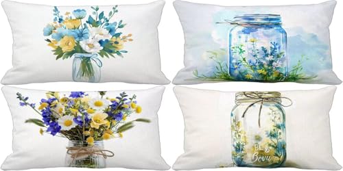 Outdoor Kissenbezug 70x90 Kleine Frische Outdoor Kissen Weich Sofakissen Blume Musterdesign Kissenbezüge 4er Set, Schlafzimmer Deko Wohnzimmer, Sommer Herbst Garten Terrasse Zierkissenbezüge 50y-C Outdoor Kissenbezug 70x90 Kleine Frische Outdoor Kissen Weich Sofakissen Blume Musterdesign Kissenbezüge 4er Set, Schlafzimmer Deko Wohnzimmer, Sommer Herbst Garten Terrasse Zierkissenbezüge 50y-C von Bugufen