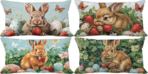 Retro Kissenbezug 60x80 Blume Outdoor Kissenbezug Weich Dekokissen 4er Set Doppelseitig Musterdesign Sofakissen Deko Wohnzimmer, Frühling Sommer Outdoor Terrasse Garten Bank Auto Zierkissen l40-U von Bugufen