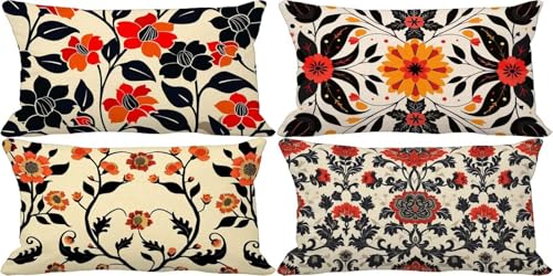 Rot Kissenbezug 40x70 Blume Outdoor Kissenbezug Weich Dekokissen 4er Set Doppelseitig Musterdesign Sofakissen Deko Wohnzimmer, Frühling Frühling Sommer Outdoor Terrasse Garten Bank Zierkissen h36-9 Rot Kissenbezug 40x70 Blume Outdoor Kissenbezug Weich Dekokissen 4er Set Doppelseitig Musterdesign Sofakissen Deko Wohnzimmer, Frühling Frühling Sommer Outdoor Terrasse Garten Bank Zierkissen h36-9 von Bugufen