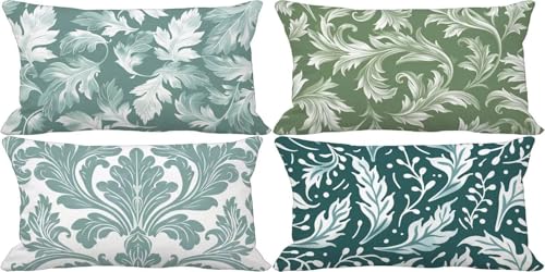 Salbeigrün Kissenbezug 40x70 Blume Outdoor Kissenbezug Weich Dekokissen 4er Set Doppelseitig Musterdesign Sofakissen Deko Wohnzimmer, Frühling Sommer Outdoor Terrasse Garten Bank Auto Zierkissen m36-R Salbeigrün Kissenbezug 40x70 Blume Outdoor Kissenbezug Weich Dekokissen 4er Set Doppelseitig Musterdesign Sofakissen Deko Wohnzimmer, Frühling Sommer Outdoor Terrasse Garten Bank Auto Zierkissen m36-R von Bugufen