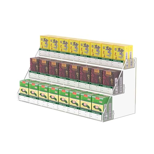 Buhelyc Trapezoidal Zigaretten Präsentationsständer Zigarettenregal Lagerung Display Rack Transparentes Acryl für Geschäfte(Size:8-Column,Color:4-Layer) von Buhelyc