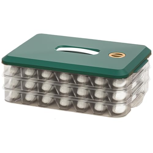 Buhygn Cookie Carrier, Dumpling Storage Container, Food Containers, Dumpling Organizer Transparent, Snack Container With Lid, Stackable for Kitchen and Fridge von Buhygn