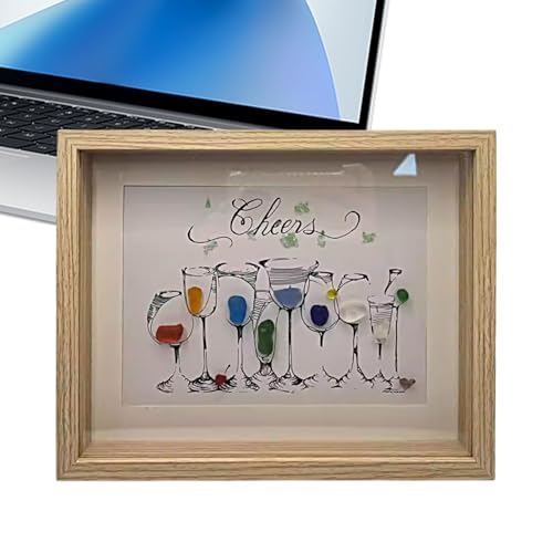 Buhygn Sea Glass Wall Art, handgefertigte Meeresglas-Kunst, Kiesel-Bilderrahmen, handgefertigtes Küstendesign, elegant, von der Natur inspiriert, ästhetisch, 33 x 25 x 3 cm, für Wohnzimmer, von Buhygn