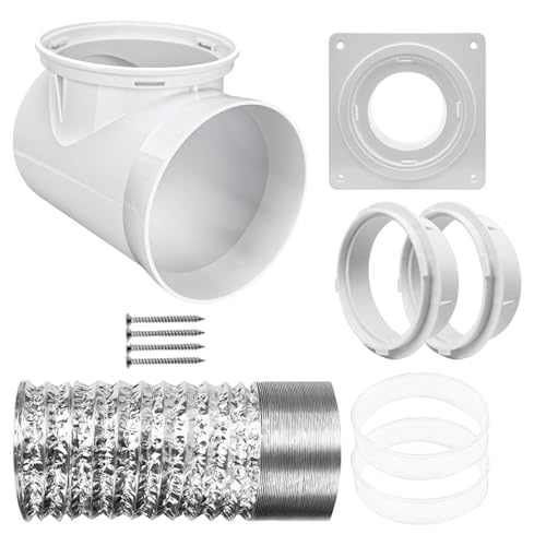 Buhygn Trockner Abgas Set | Trockner Abluftschlauch für enge Räume,Wandmontierter Ersatzplatten Verbinder für Decken Abluftlüftung Ventilatoren Waschmaschinen Zirkulation von Buhygn