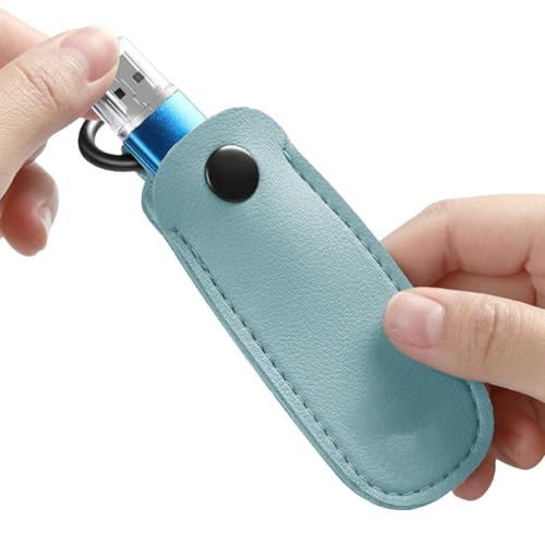 Tragbare Tragetasche für Flash-Laufwerke, Schutzhülle für USB-Flash-Laufwerk, einfach zu tragen, langlebig, 9 x 3,2 cm, Schwarz/Himmelblau für USB von Buhygn