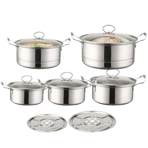 Non Stick Pot Set, Professional Nonstick Sauce Pan Cookware Kit with Heat-Resistant Handles, Multi-Purpose Kitchen Cookware for Steaming, Boiling, Stewing, Soup Preparation Non Stick Pot Set, Professional Nonstick Sauce Pan Cookware Kit with Heat-Resistant Handles, Multi-Purpose Kitchen Cookware for Steaming, Boiling, Stewing, Soup Preparation von Buhyujkm
