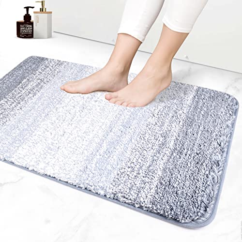 Buicare rutschfest Weich Badezimmerteppiche, Waschbar Mikrofaser Badematte, Hochflor Saugfähig Badteppich, Flauschige Maschinenwaschbar Badvorleger für Badezimmer Dusche Badewanne, 50 x 80 cm, Blau von Buicare