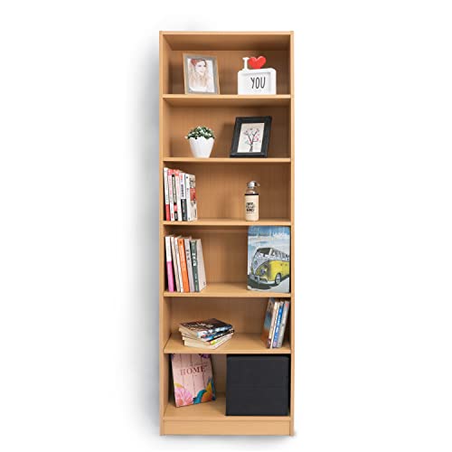 BuildRapido Bücherregal mit 6 Etagen, verstellbar, einfache Videomontage, Starke Holzmöbel, Einheitsgröße von BuildRapido