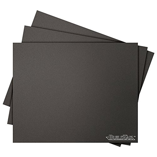 BuildTak BT08x10-3PK Druckoberfläche für 3D-Modelldruck, rechteckig, 20,3 x 25,4 cm, Schwarz, 3 Stück von BuildTak