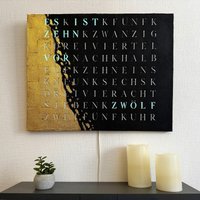 Wordclock Jupiter Gelasert Schwarz Mit Blattgold- Moderne Led Wanduhr - Handgefertigte Designer Wortuhr Echtem Gold von BuildYours