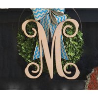 Dekorativer Hölzerner Monogramm-Buchstabe Schreibschrift, Unvollendet, Mehrere Größen von Buildeez