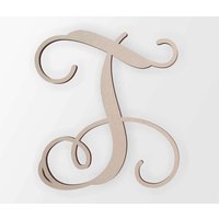 Schreibschrift Holzbuchstabe T, Monogramm Zum Bemalen | Verschiedene Größen von Buildeez