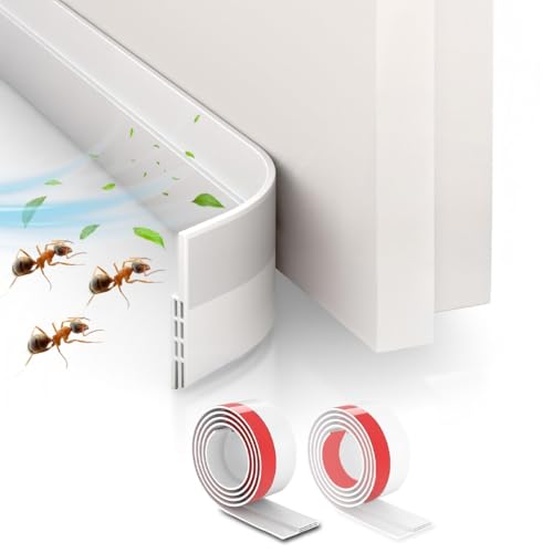 Buildexo Zugluftstopper für Türen (3er Set - Weiß - 1 Meter) Türdichtung unten - selbstklebend - Energie sparen, Geräuschdämmung, Schallschutz & Kälteschutz - Leichte Reinigung von Buildexo
