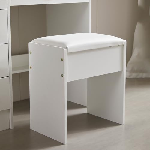Buildonely Schminkhocker, Hocker für Schminktisch, Sitzhocker Samt, Klavierhocker Kosmetikhocker, Polsterhocker für Schlafzimmer, Weiß, 43x40x23.5cm Buildonely Schminkhocker, Hocker für Schminktisch, Sitzhocker Samt, Klavierhocker Kosmetikhocker, Polsterhocker für Schlafzimmer, Weiß, 43x40x23.5cm von Buildonely