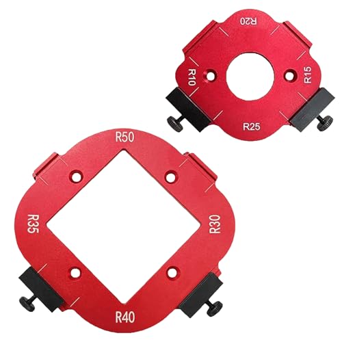 2 Pcs Schablonen für runde Eckenradien, Schablonen für die Holzbearbeitung Frästisch-Eckradius-Vorrichtung Holzbrett Bogenschneiden Hilfswerkzeug R10/R15/R20/R25/R30/R35/R40/R50 Schablonen von Builrand