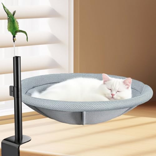 Builrand Katzen-Schreibtischbett, weich, rund, Hängematte, Schreibtisch-Klemmbett für Kätzchen, bis zu 20,4 kg, verstellbar, bequem, weiches Katzen-Schreibtischnest mit 2 waschbaren Stoffen für alle Builrand Katzen-Schreibtischbett, weich, rund, Hängematte, Schreibtisch-Klemmbett für Kätzchen, bis zu 20,4 kg, verstellbar, bequem, weiches Katzen-Schreibtischnest mit 2 waschbaren Stoffen für alle von Builrand