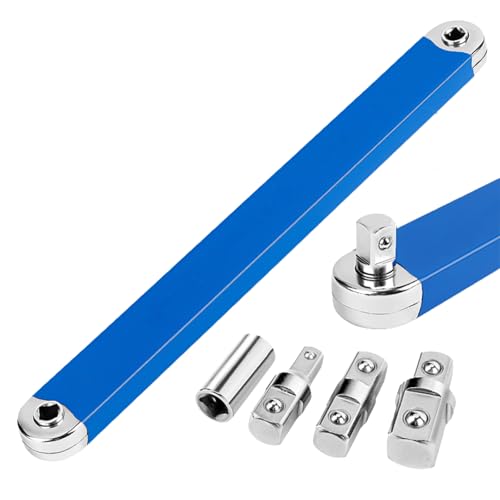 Gekröpfter Verlängerungsschlüssel, Universal Schraubenschlüssel Verlängerung mit 1/2", 1/4" und 3/8" Antriebsadapter, Offset Extension Wrench Verlängerungsschlüssel für Mechaniker Garagenhandwerker von Builrand